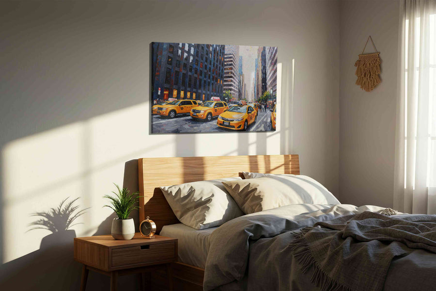 Urban Symphony of Yellow – urban canvas wall art, gallery-wrapped, ready to hang