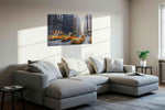 Urban Symphony of Yellow urban canvas print in a living room scene