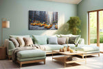 Urban Symphony of Yellow urban canvas print, hanging on wall