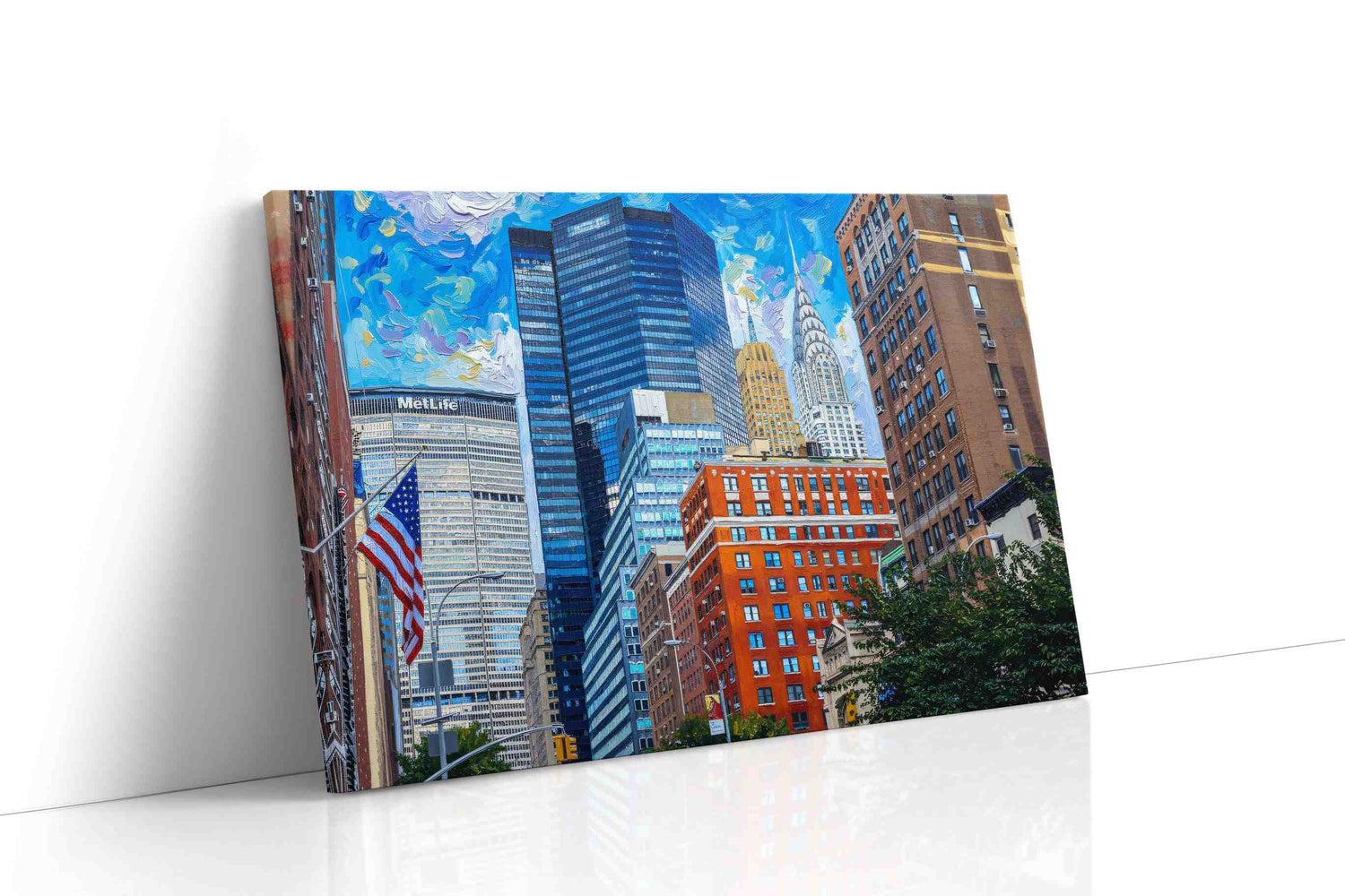 Vibrant Skyscraper Symphony urban canvas print, gallery-wrapped, ready to hang