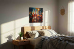 Eloquent Spirits Symphony wine canvas print, displayed in a bedroom