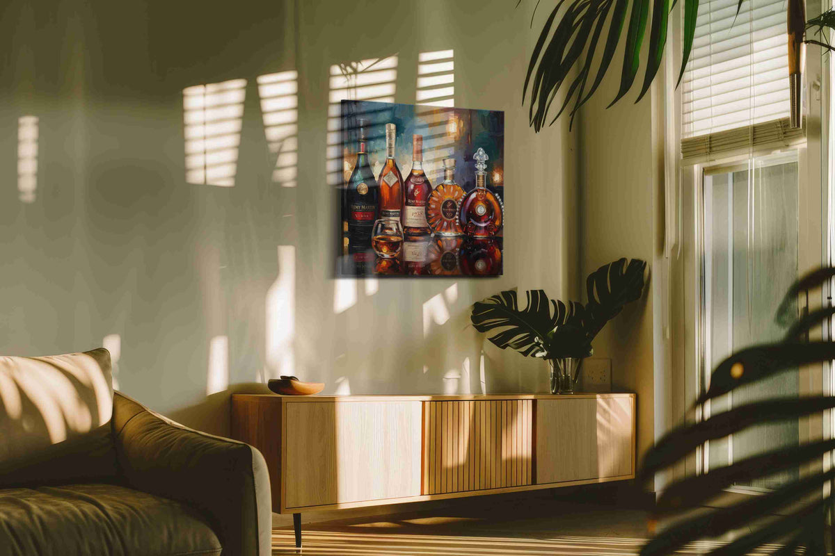 Eloquent Spirits Symphony wine canvas print, on wall, lifestyle preview