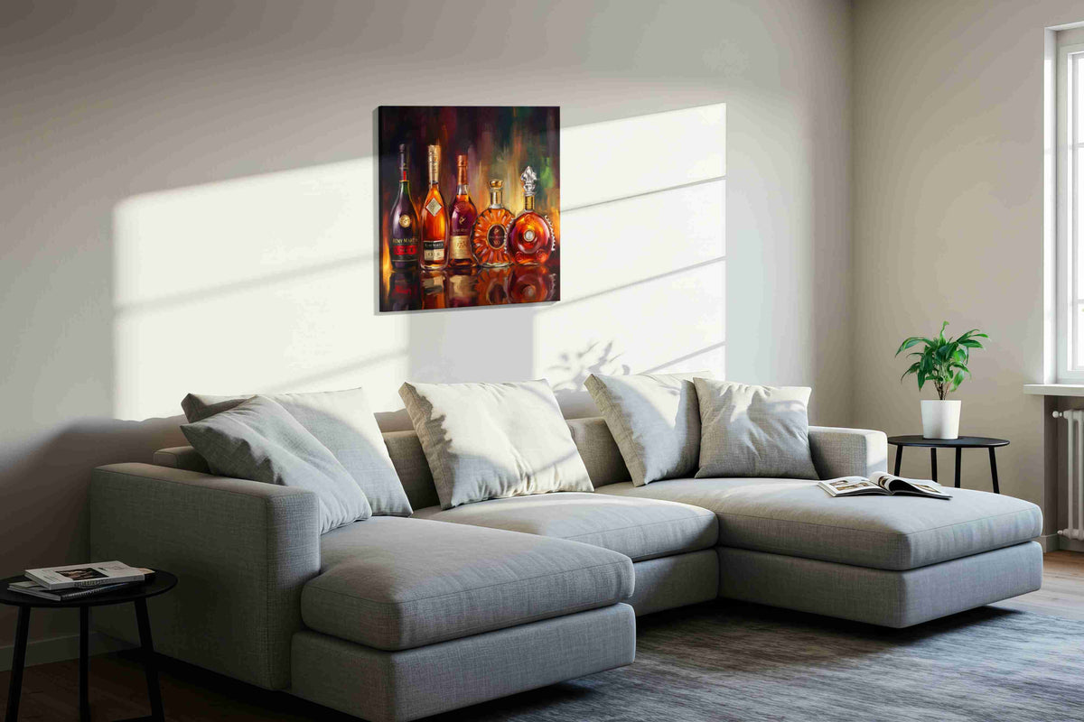 Ethereal Spirits Symphony wine canvas print in a living room scene