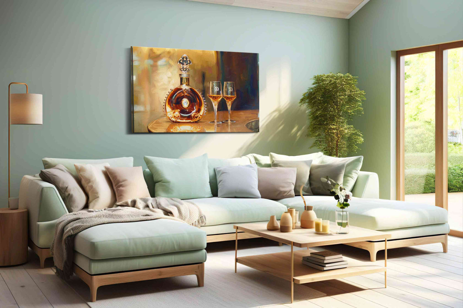 Golden Elixir Reverie – wine canvas wall art, gallery-wrapped, ready to hang