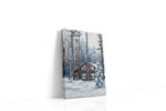 Cozy Cabin in Snowy Pines winter canvas print gallery-wrapped portrait canvas studio shot