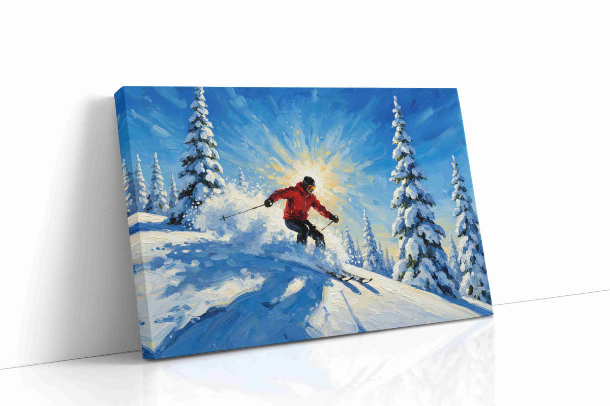 Glide Through Snowy Splendor sports canvas print gallery-wrapped landscape canvas studio shot