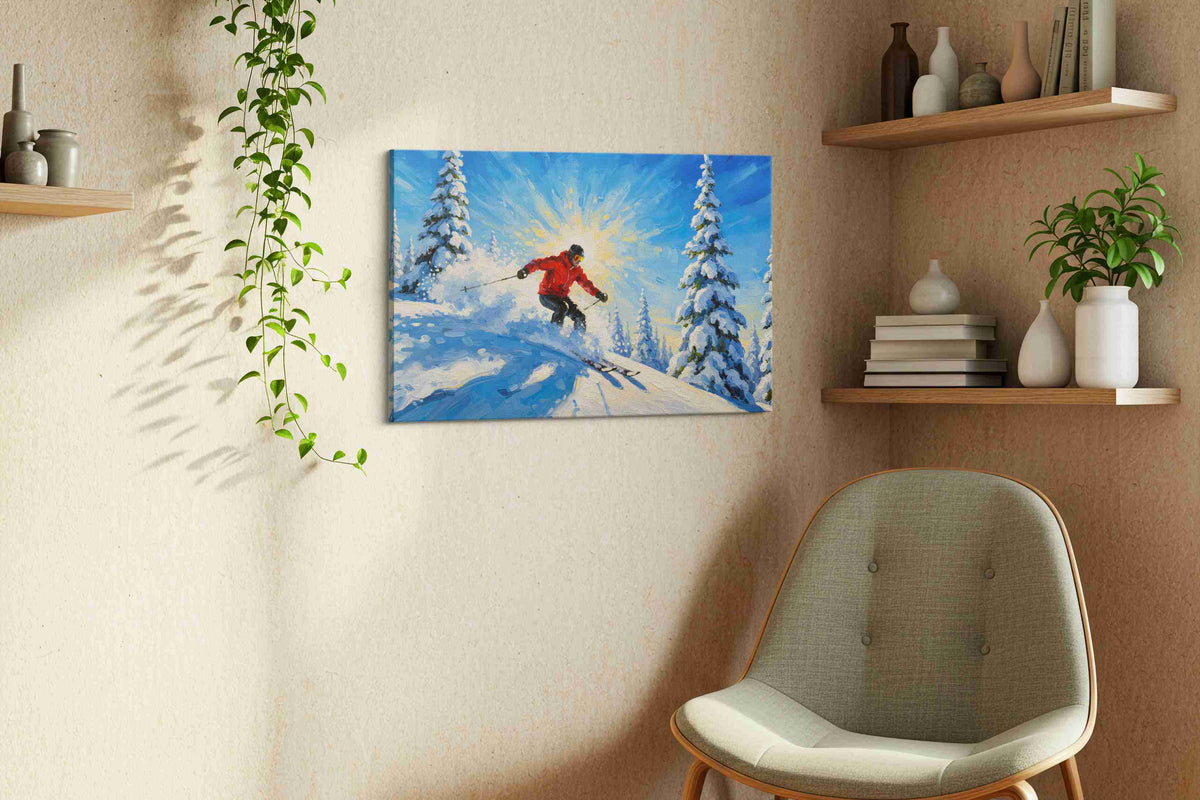 Glide Through Snowy Splendor sports canvas print, hanging on wall — view 3