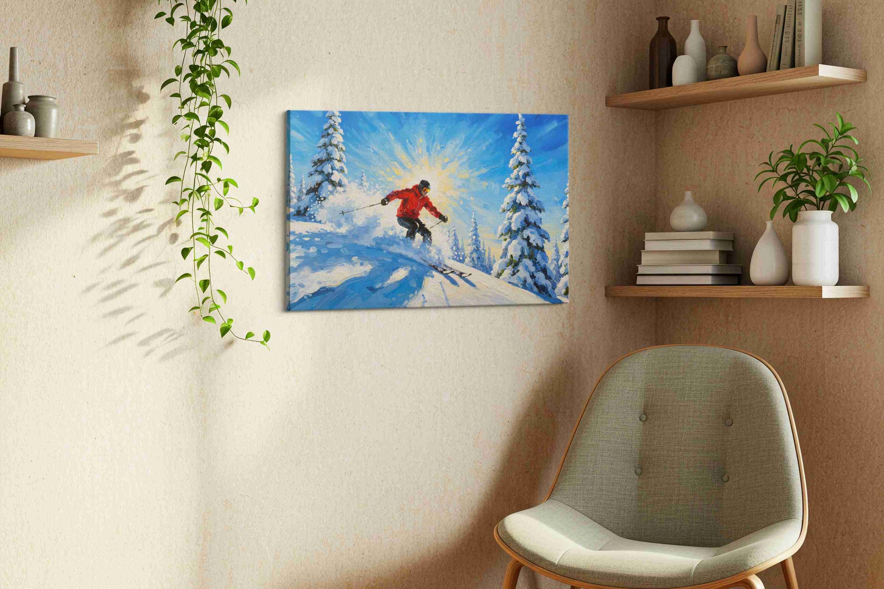 Glide Through Snowy Splendor sports canvas print, hanging on wall — view 3