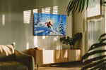 Glide Through Snowy Splendor sports canvas print, hanging on wall
