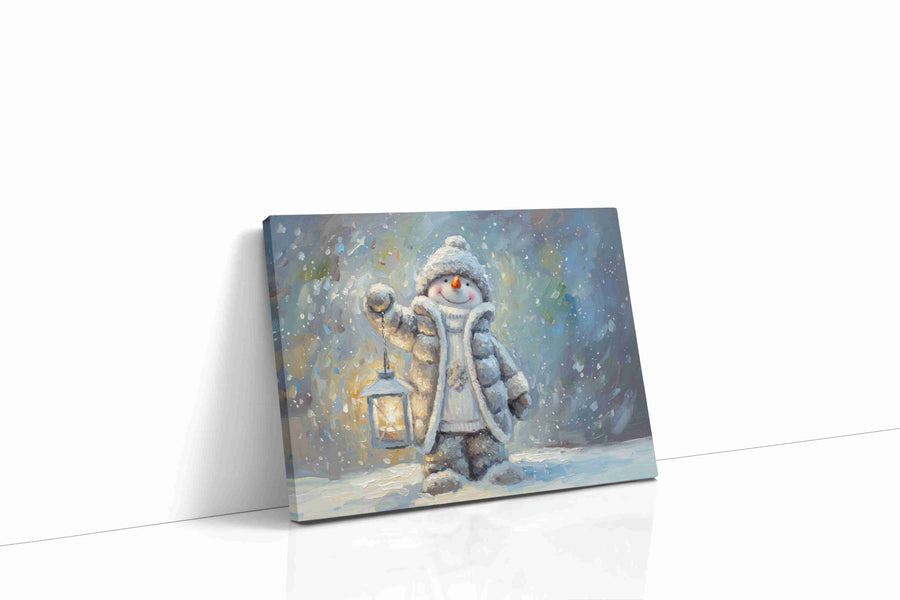 Snowy Lantern Dreams winter canvas print gallery-wrapped landscape canvas studio shot
