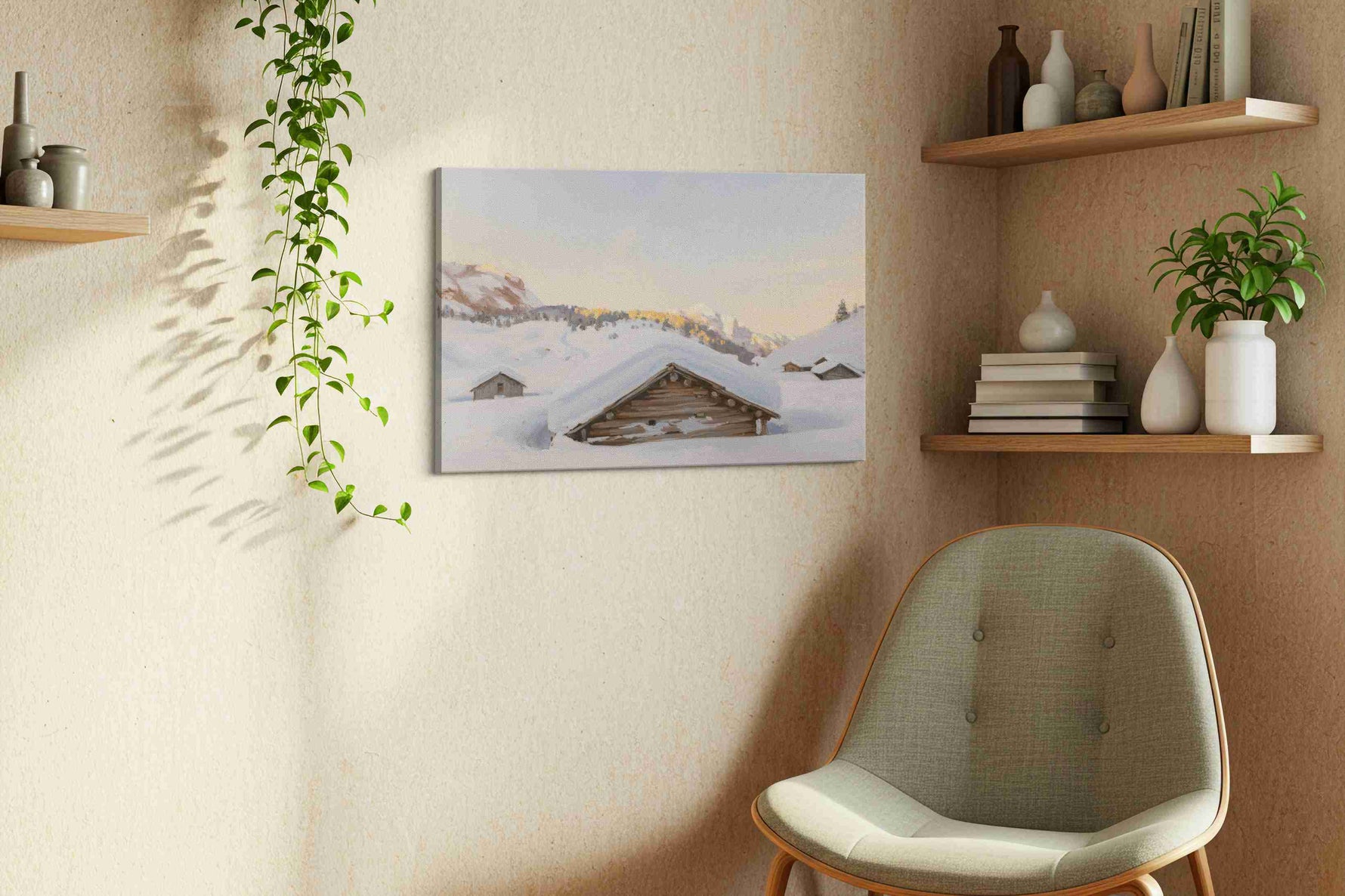 Whispers of Winter Serenity II landscape canvas print, hanging on wall — view 3