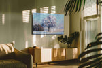 Whispers of Winter's Embrace landscape canvas print, hanging on wall — in a hung canvas mockup
