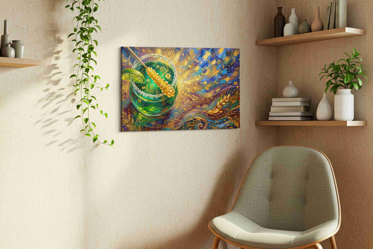 Emerald Elixir Symphony – fortune canvas wall art, gallery-wrapped, ready to hang