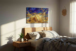 Golden Dreams Unveiled fortune canvas print, displayed in a bedroom