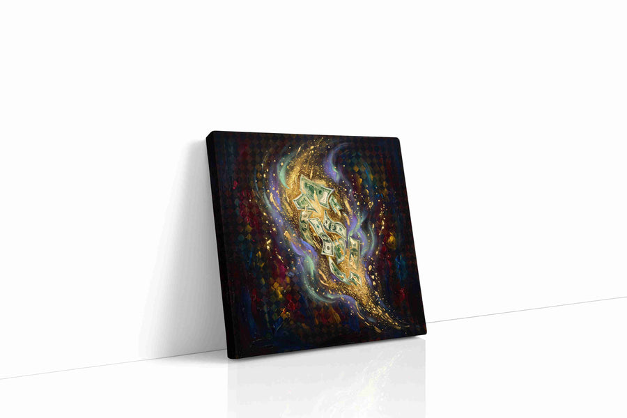 Lavish Whirlwind fortune canvas print gallery-wrapped square canvas studio shot