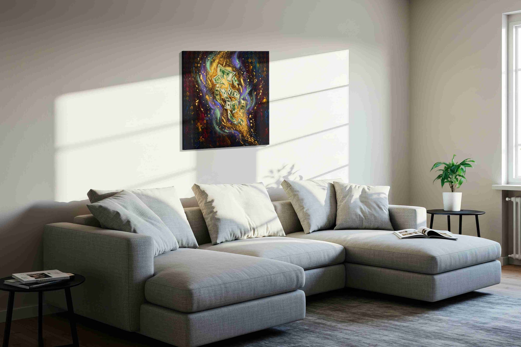 Lavish Whirlwind fortune canvas print in a living room scene