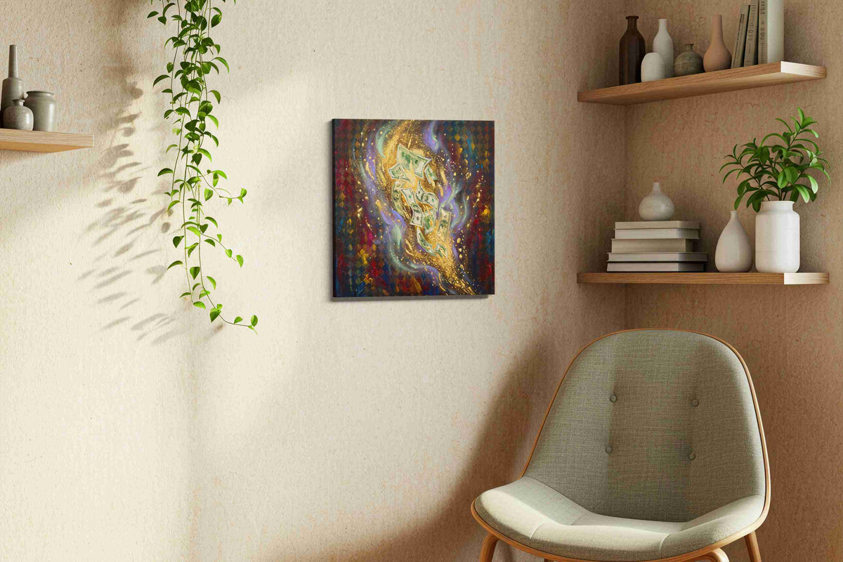Lavish Whirlwind fortune canvas print, displayed in a living room
