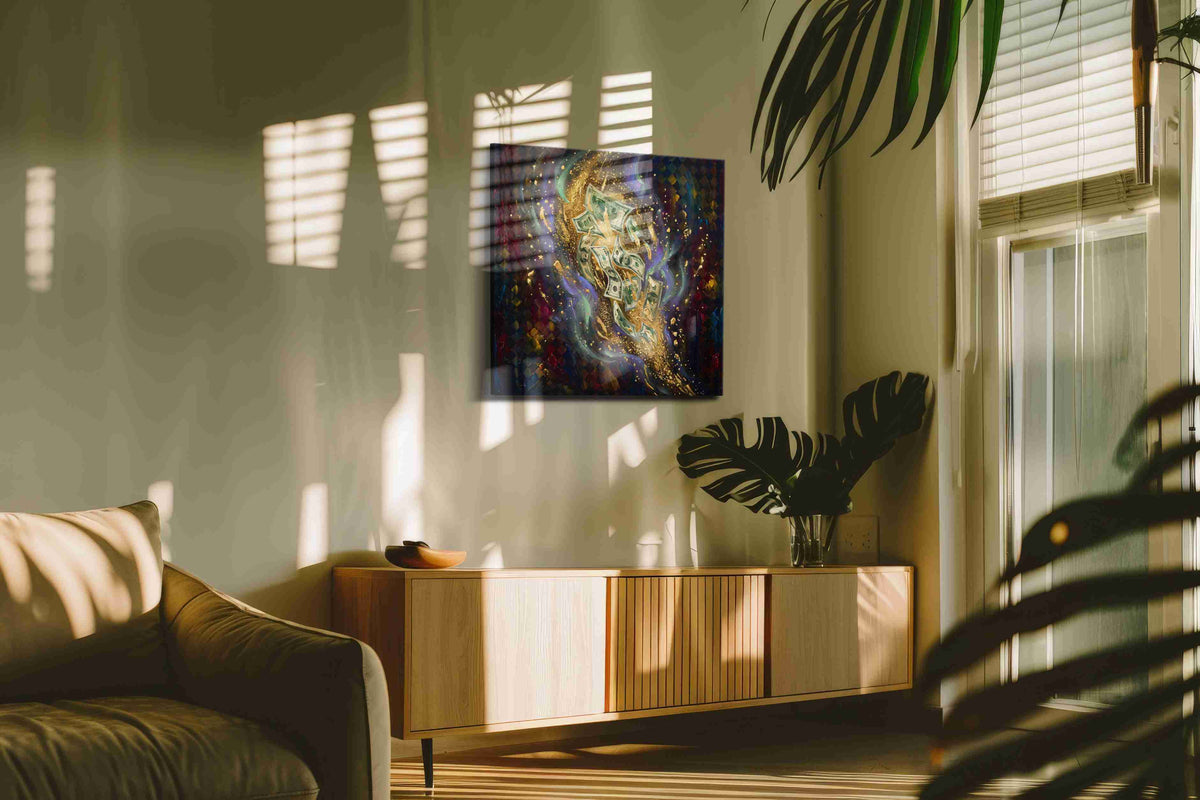 Lavish Whirlwind fortune canvas print in a contemporary interior mockup