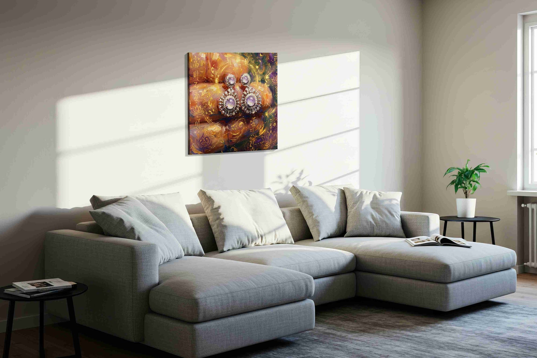 Whispers of Opulence fortune canvas print, displayed in a living room