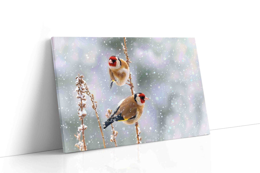 Winter's Winged Companions winter canvas print, gallery-wrapped, ready to hang