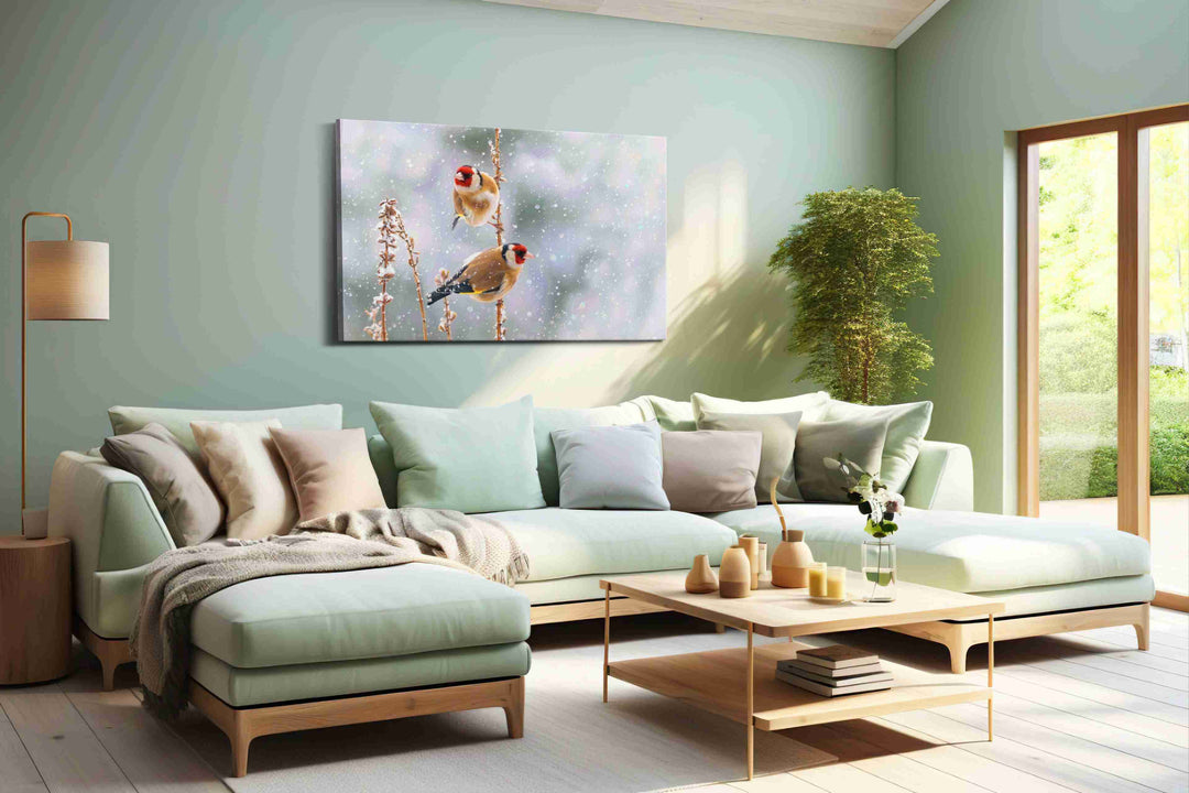 Winter's Winged Companions – winter canvas wall art, gallery-wrapped, ready to hang