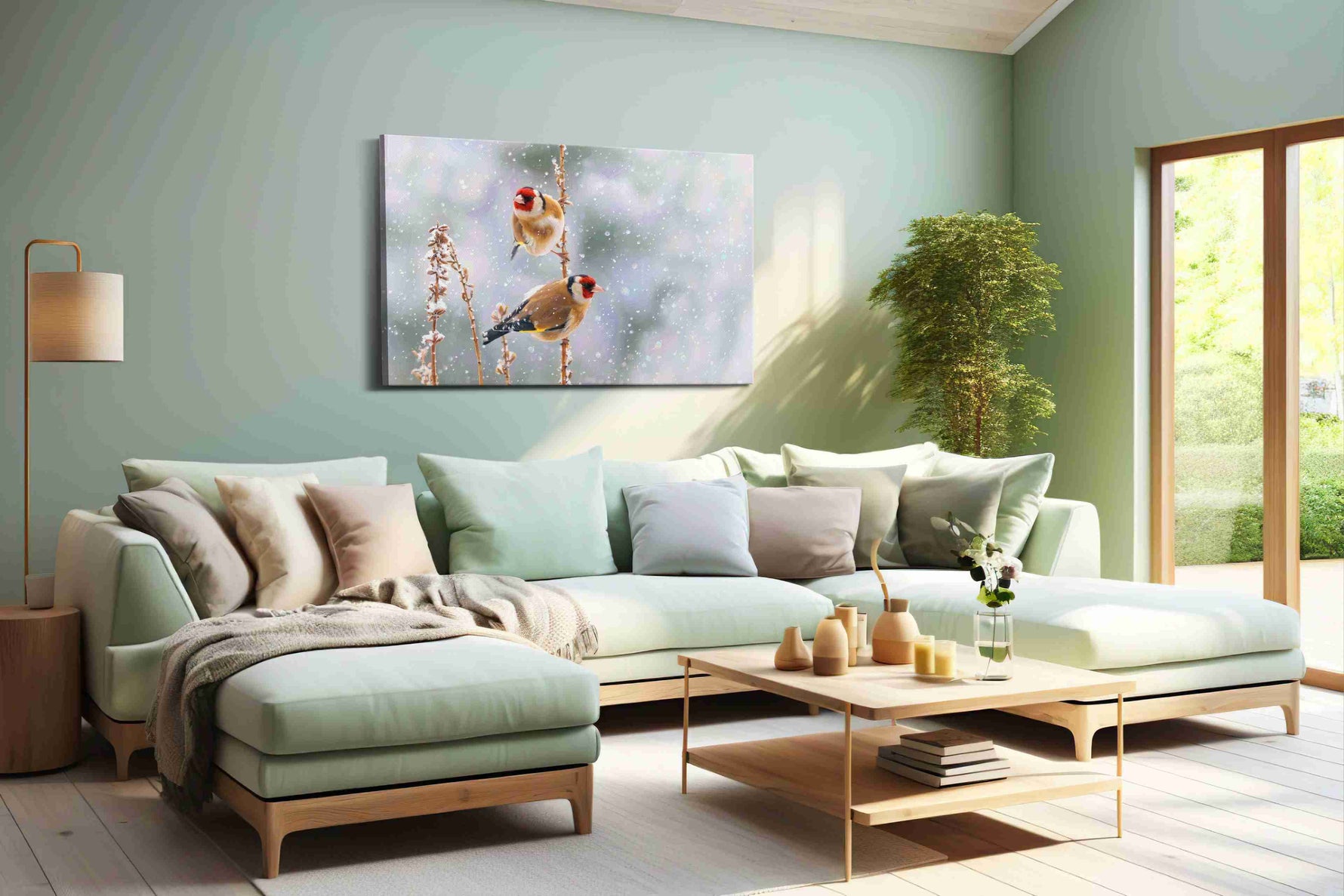 Winter's Winged Companions – winter canvas wall art, gallery-wrapped, ready to hang