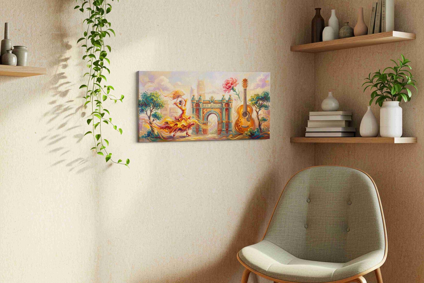Dance of the Spanish Whirlwind dancing canvas print, hanging on wall