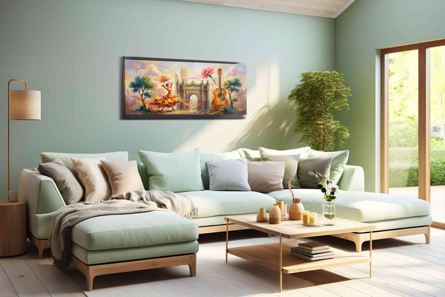 Dance of the Spanish Whirlwind dancing canvas print shown in a wall scene