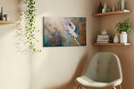 Ethereal Leap of Grace dancing canvas print, displayed in a living room