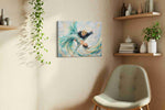 Waltz in the Heavens dancing canvas print, displayed in a living room