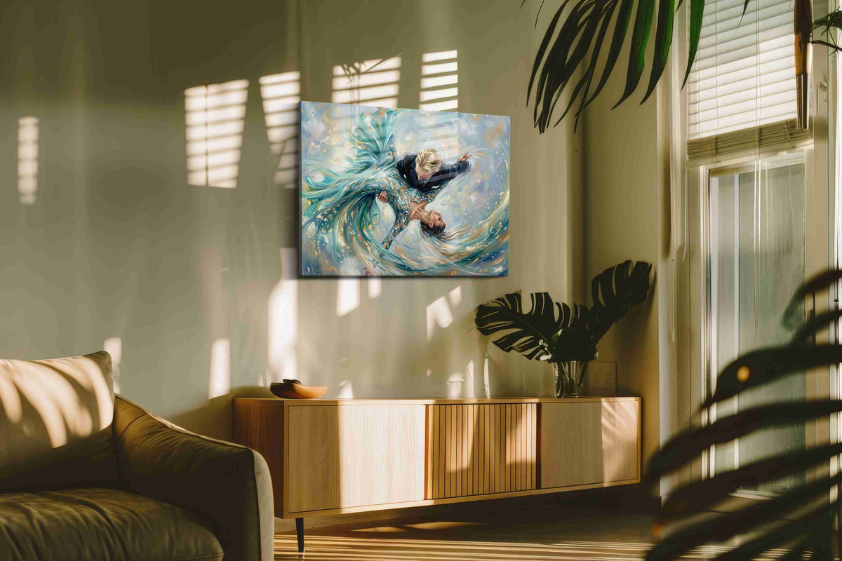 Waltz in the Heavens dancing canvas print, on wall, lifestyle preview