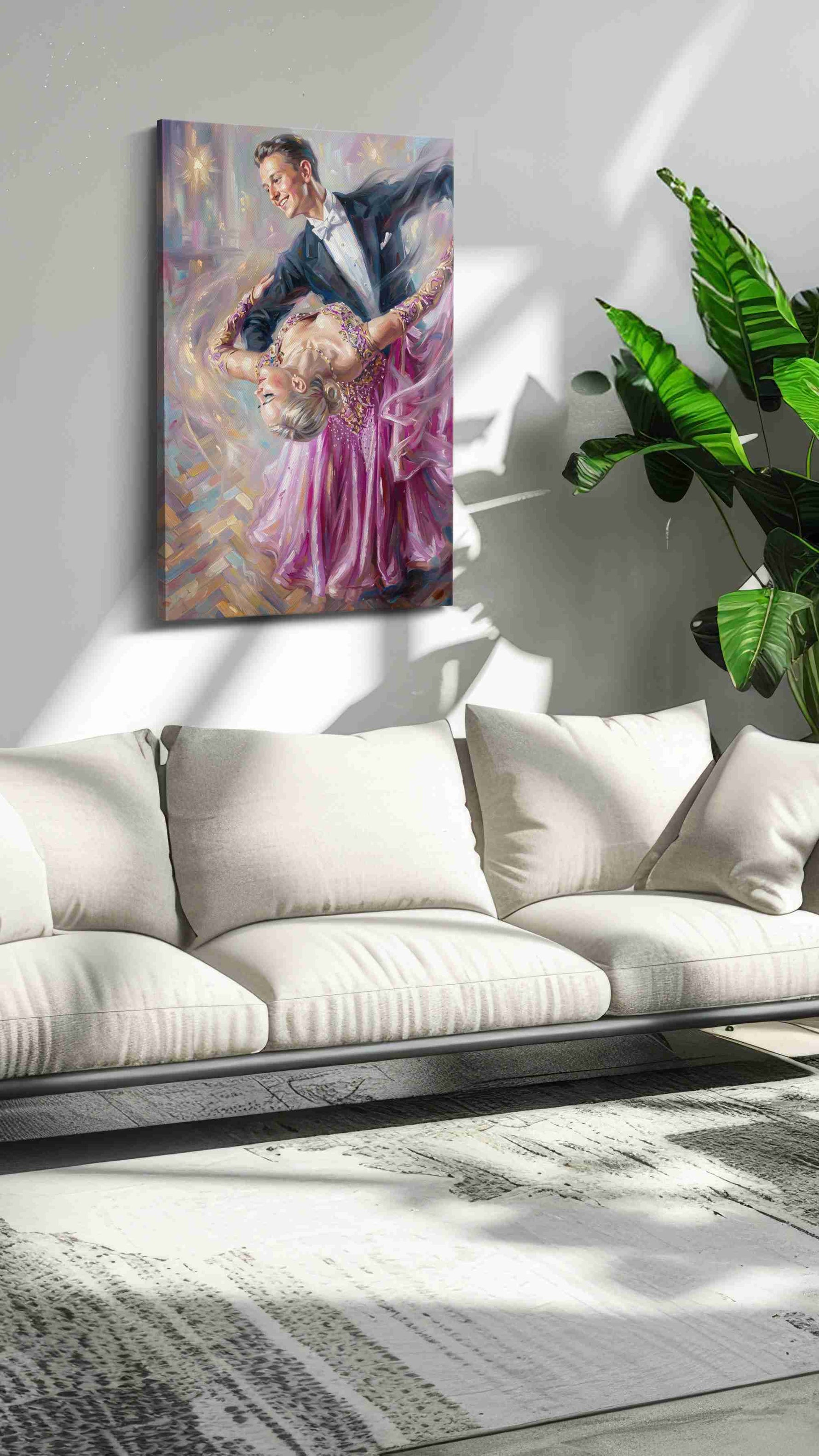Waltz of Whispers dancing canvas print, on wall, lifestyle preview