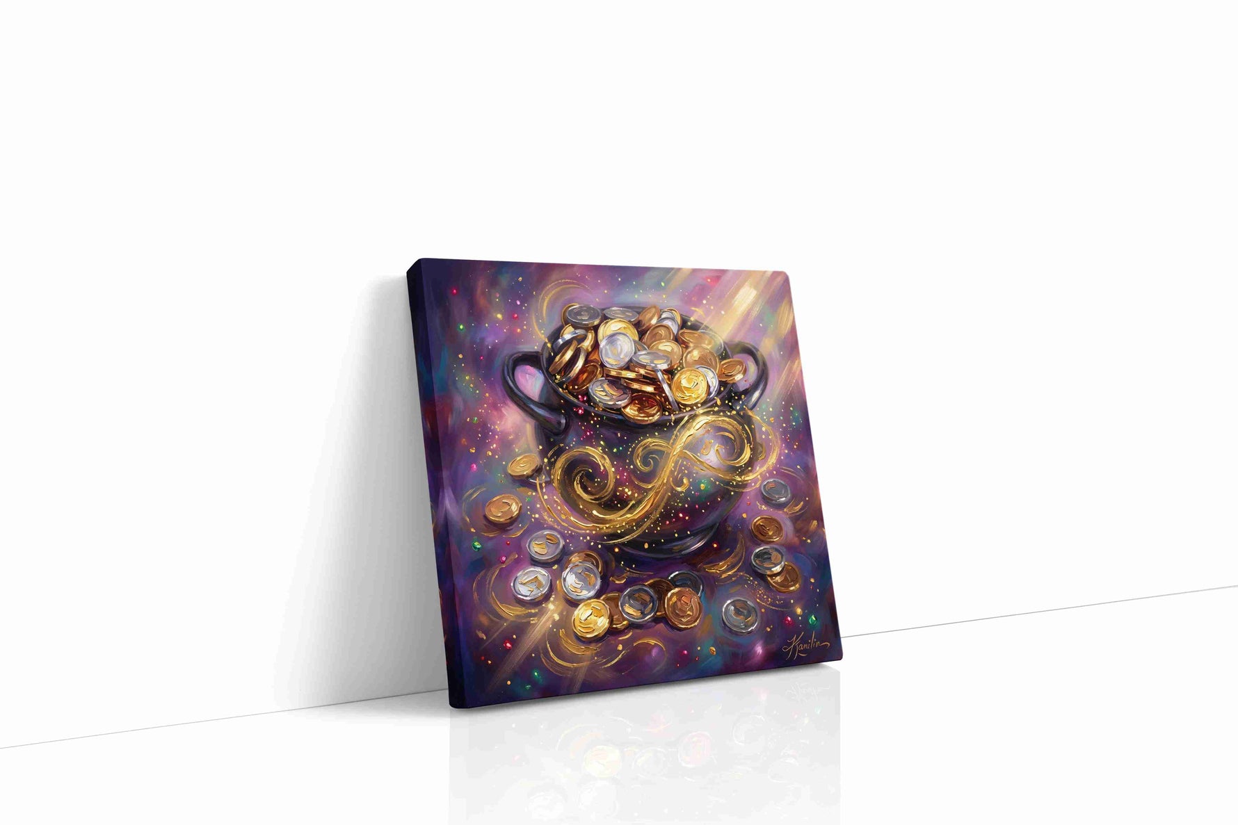 Cauldron of Endless Riches fortune canvas print gallery-wrapped square canvas studio shot