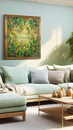 Emerald Whirl of Fortune fortune canvas print, hanging on wall