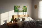 Emerald Wishes & Golden Dreams fortune canvas print, displayed in a bedroom