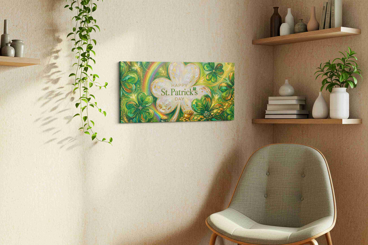 Emerald Wishes & Golden Dreams fortune canvas print, hanging on wall