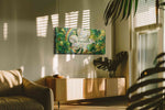 Emerald Wishes & Golden Dreams fortune canvas print, hanging on wall — in a hung canvas mockup
