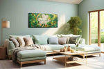 Emerald Wishes & Golden Dreams fortune canvas print shown in a wall scene