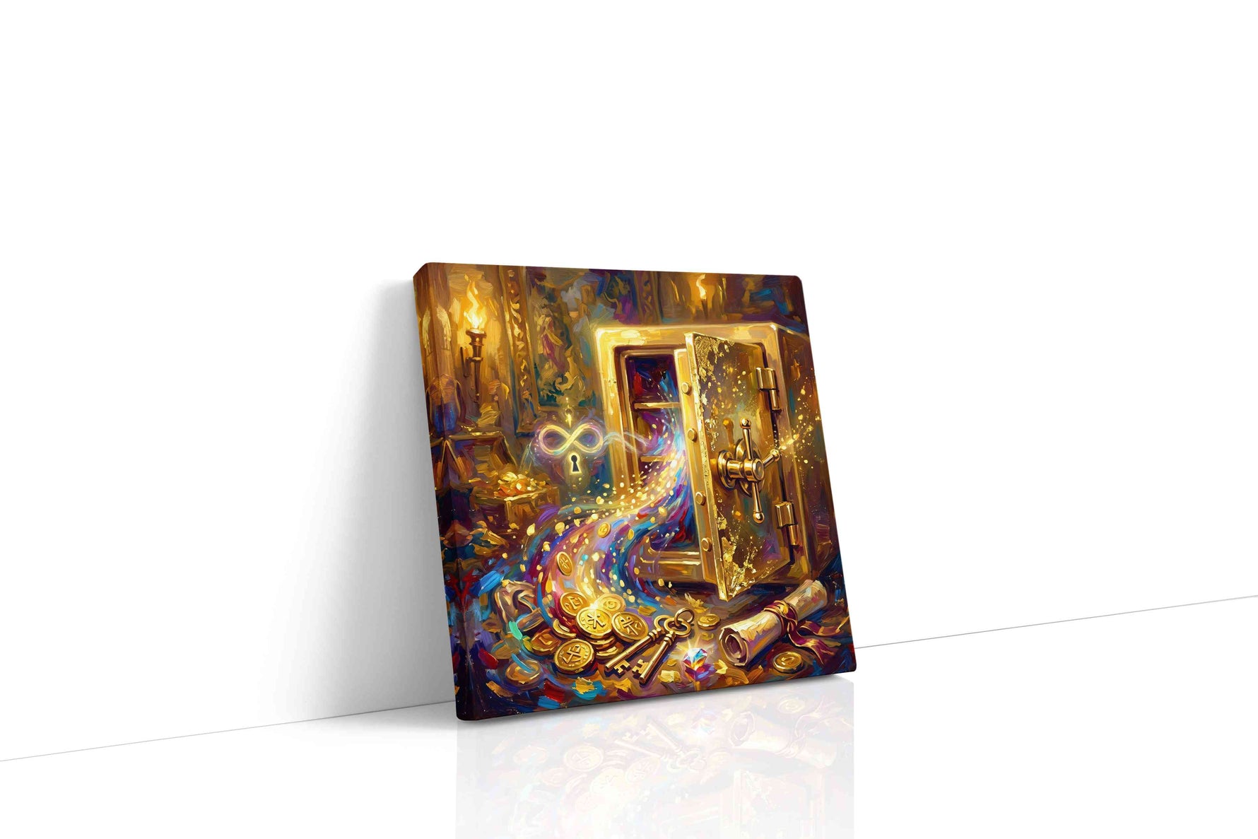 Infinity's Treasure fortune canvas print gallery-wrapped square canvas studio shot