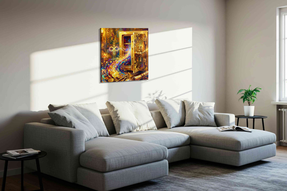 Infinity's Treasure fortune canvas print in a living room scene