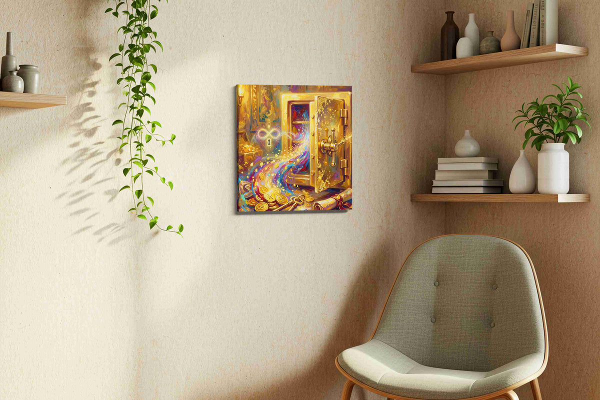 Infinity's Treasure fortune canvas print, displayed in a living room