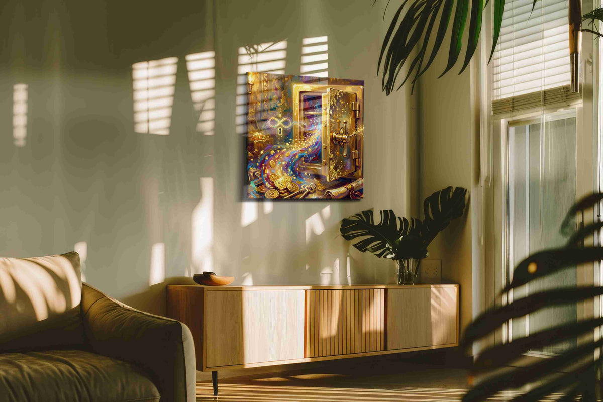 Infinity's Treasure fortune canvas print, on wall, lifestyle preview