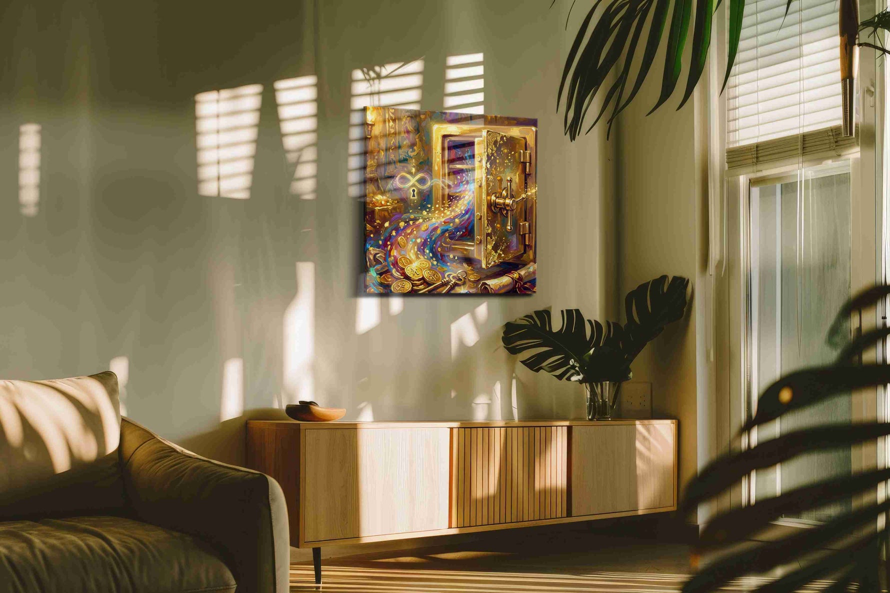 Infinity's Treasure fortune canvas print, on wall, lifestyle preview