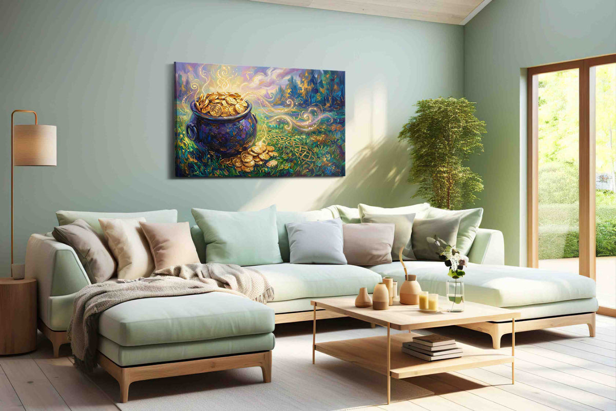 Luminescent Fortune's Cauldron fortune canvas print shown in a wall scene