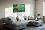 Emerald Fortune's Dance fortune canvas print, displayed in a living room