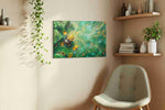 Emerald Fortune's Dance fortune canvas print styled in a living room