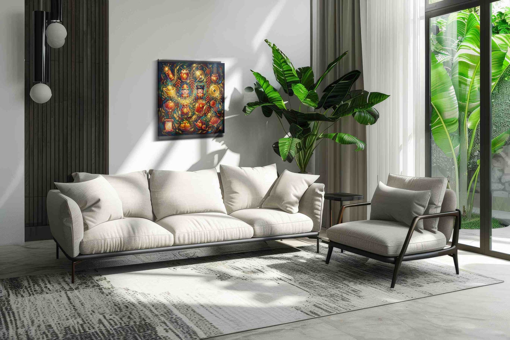 Festival of Golden Wishes fortune canvas print, on wall, lifestyle preview