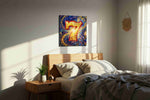 Galactic Fortune Burst fortune canvas print, displayed in a bedroom