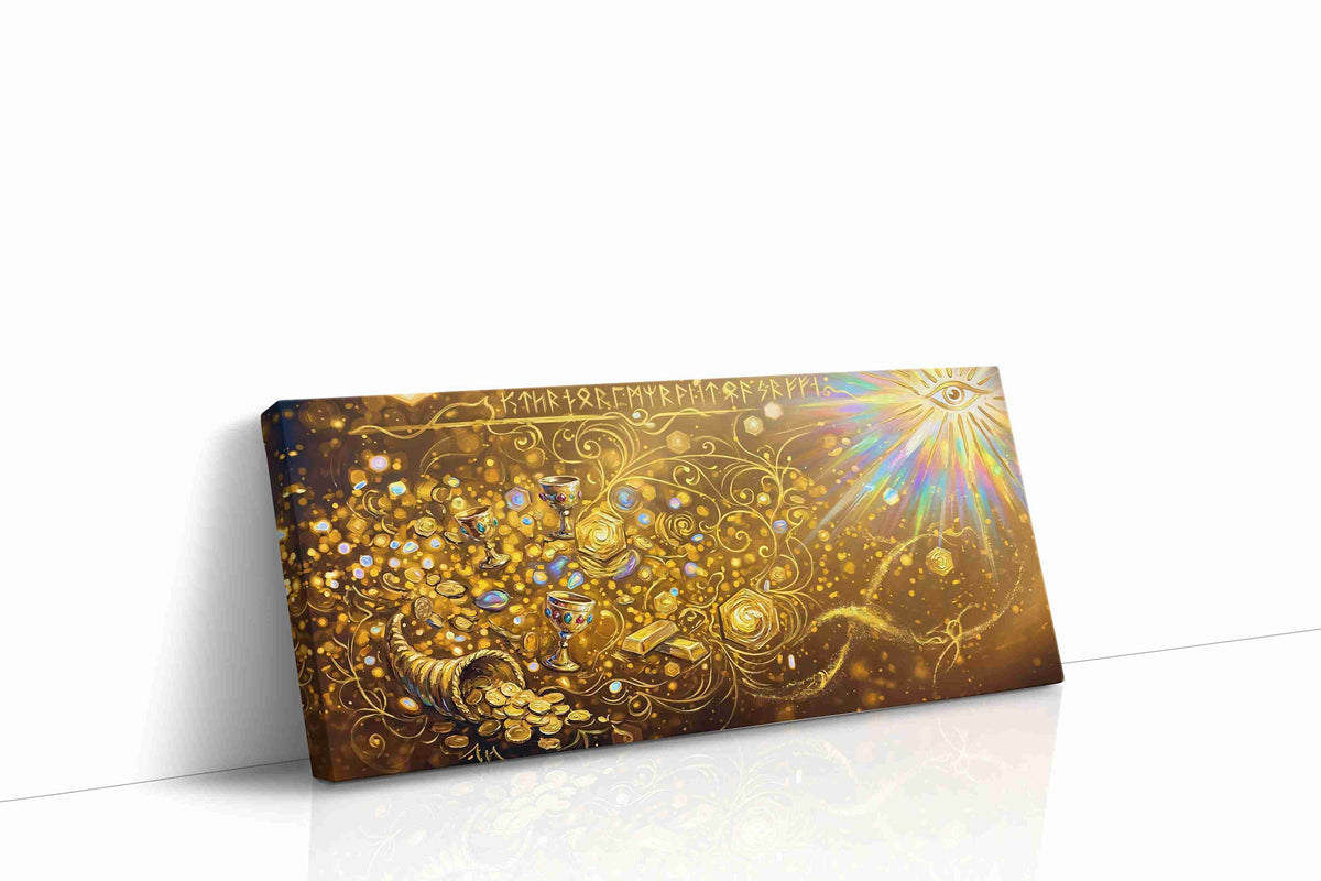 Golden Abundance Oasis fortune canvas print, gallery-wrapped, ready to hang