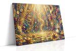Golden Cascade of Fortune – fortune canvas wall art, gallery-wrapped, ready to hang